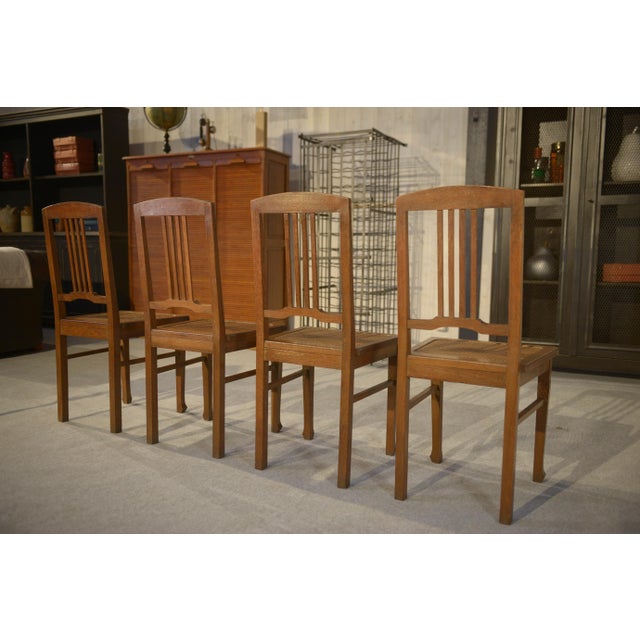 Art Deco Oak & Cane Dining Chairs, 1930s, Set of 6 For Sale - Image 10 of 15