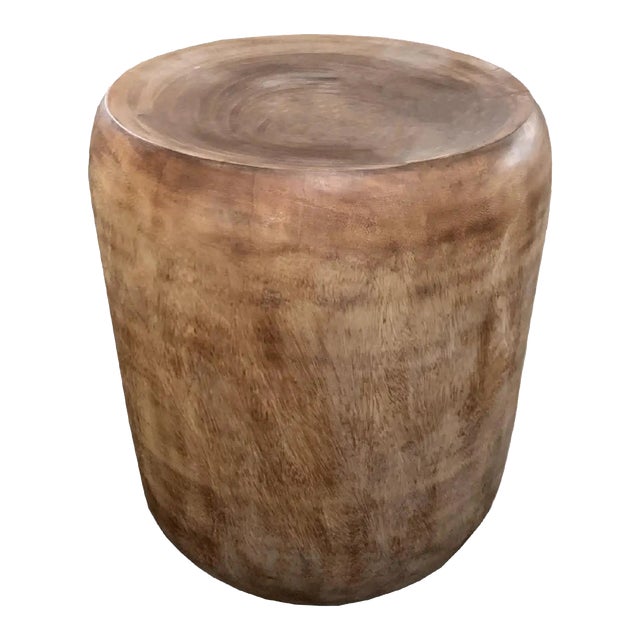 Sculptural Side Table Solid Mango Wood For Sale