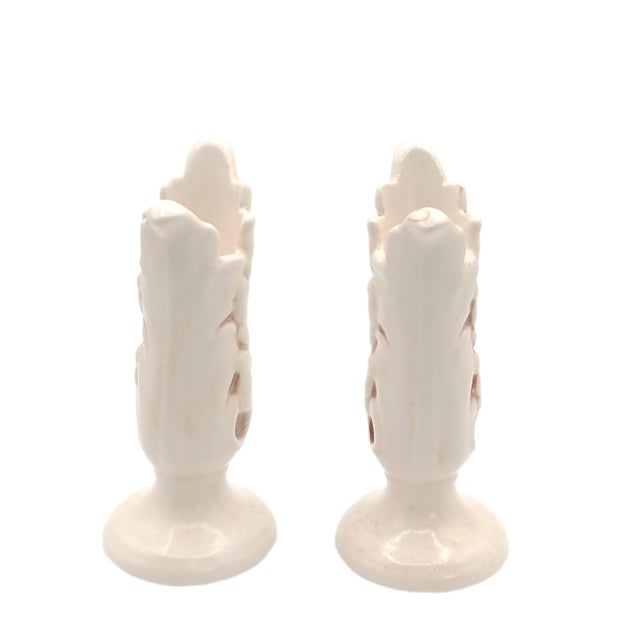 1930s 1930s Red Wing Pottery Acanthus Candlestick Holders One Pair For Sale - Image 5 of 5