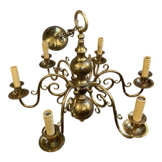 Mid 20th Century Vintage Brass Chandelier For Sale