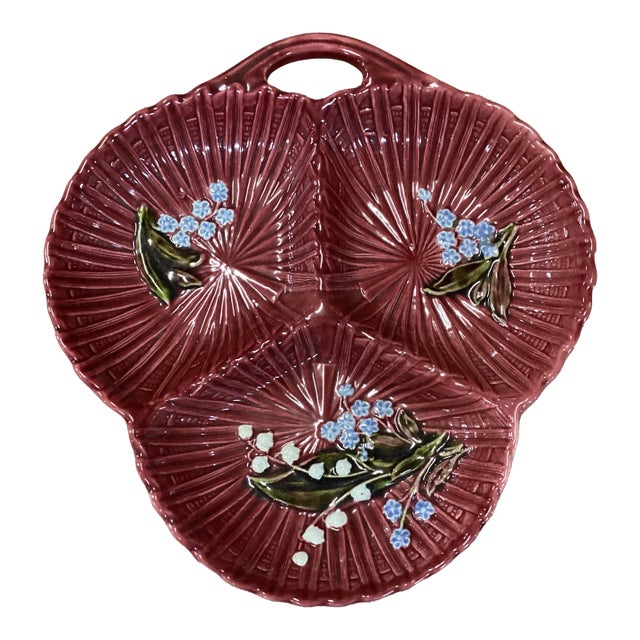 Mid 20th Century Crimson Majolica Platter For Sale