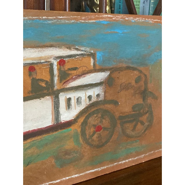 American 1980s " Car" Folk Art Painting by Jimmy Lee Sudduth For Sale - Image 3 of 12