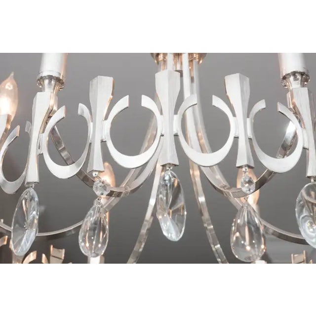 1970s Silverplate Six-Light Chandelier Attributed to Sciolari For Sale - Image 5 of 7