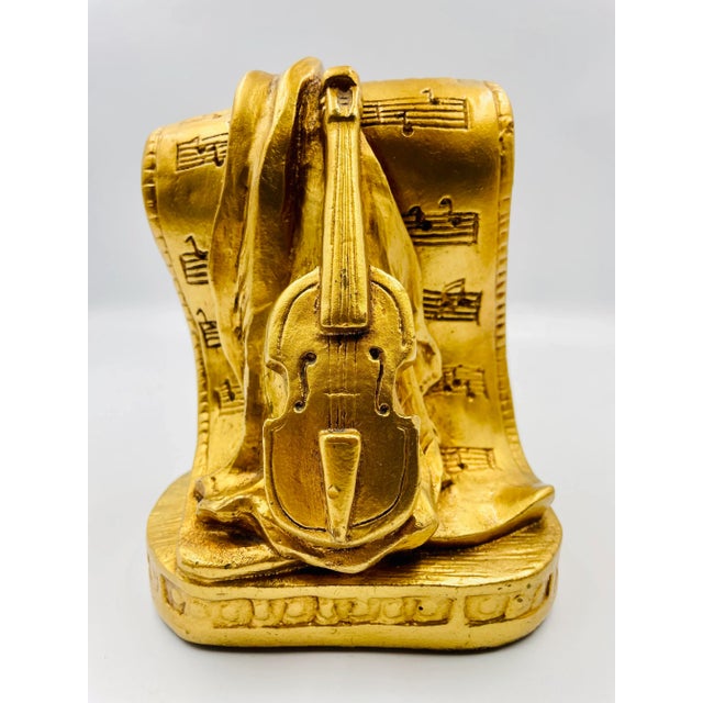 Hollywood Regency Set of 2 1965 Progressive Art Products Musical Motif Bookends For Sale - Image 3 of 12