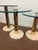 Vintage Set of Three Glass Travertine Tiered Postmodern Side Tables For Sale - Image 9 of 9