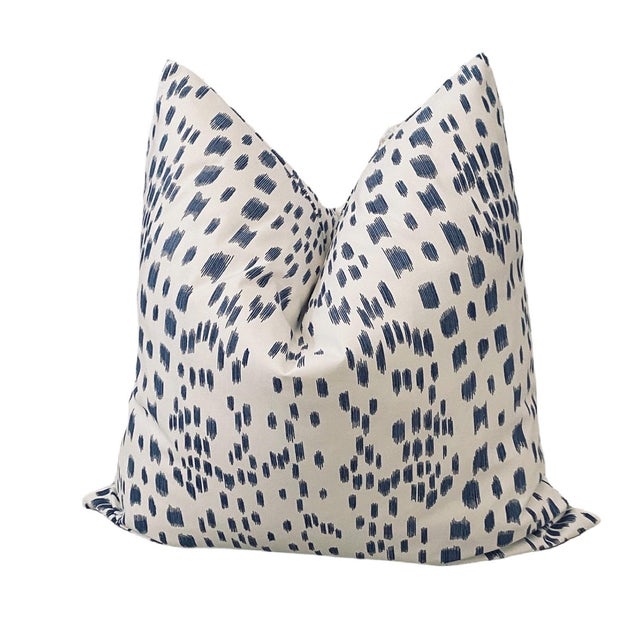 Contemporary Blue Abstract Animal Print Two-Sided 22" Down Pillows - A Pair For Sale - Image 3 of 3