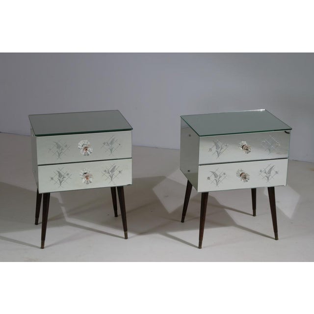 Art Deco Mirrored Bedside Tables, 1950s, Set of 2 For Sale - Image 4 of 18