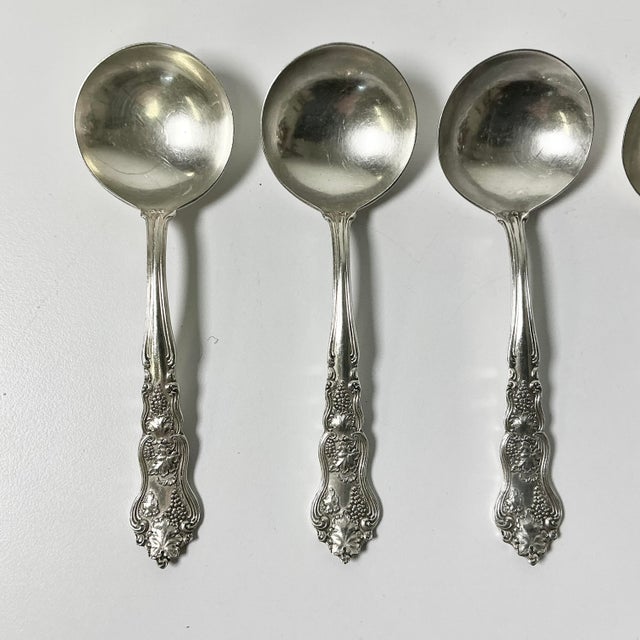Metal 1940s Vintage Hollywood Regency English Chippendale Silverplate Dessert Spoons - Set of 6. For Sale - Image 7 of 10