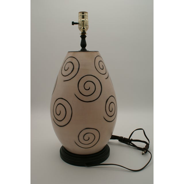 Black & Ivory Geometric Chulucanas Pottery Lamp – Handcrafted Peruvian Art Add a touch of artisan elegance to your home...
