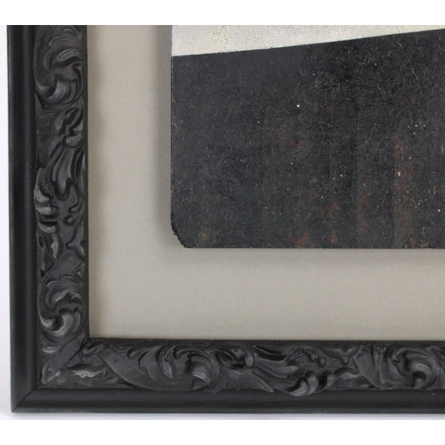 Paint Vintage Abstract Surrealist Floating Biomorphic Shape Over Gray and Black Painting For Sale - Image 7 of 9