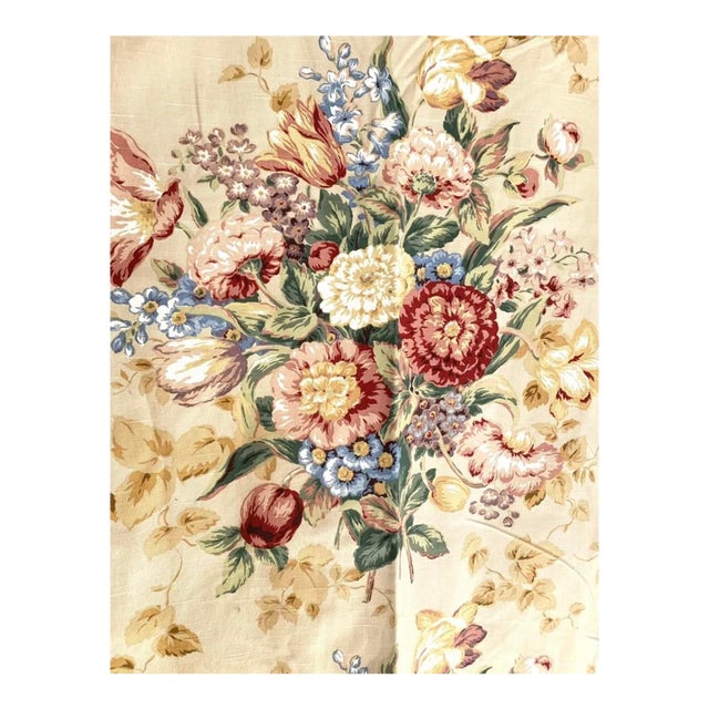 Beautiful Vintage Linen Floral Cottage Shabby Chic French Fabric- 2.5 Yards For Sale