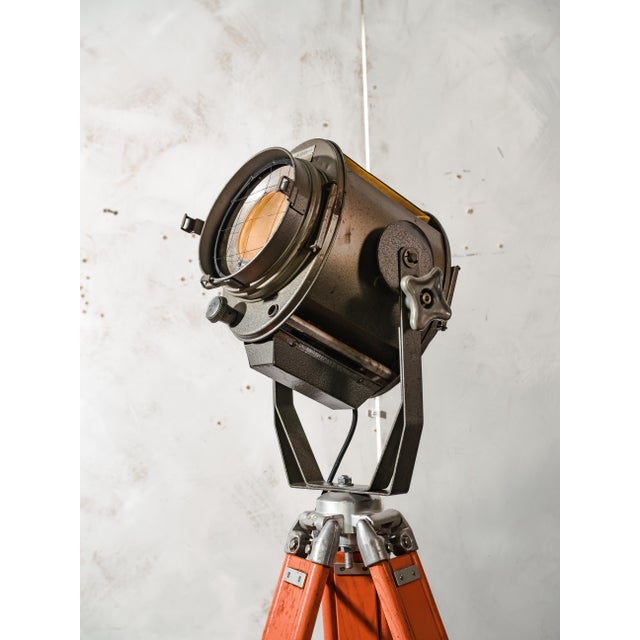 Industrial Orange Theater Spotlight Floor Lamp from ADB Belgium, 1960s For Sale - Image 3 of 14