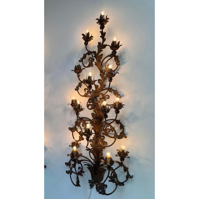 Venetian Gilt Iron Wall Sconces, Set of 2 For Sale - Image 9 of 10