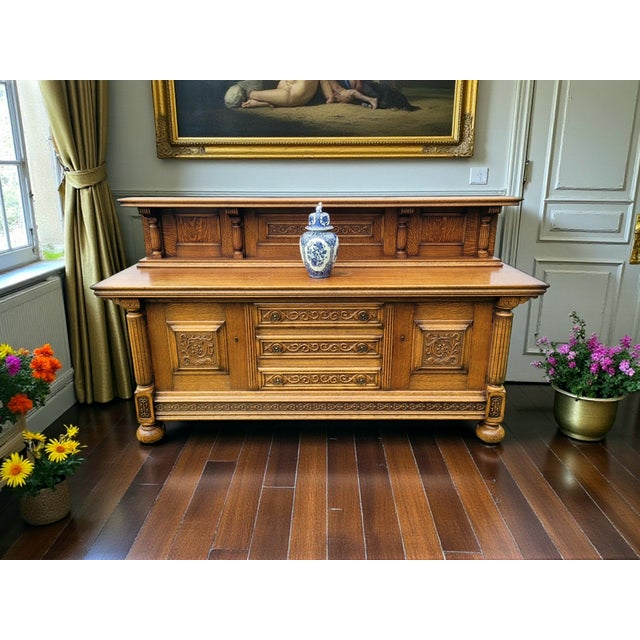 1940s Large Vintage French Buffet in Walnut, 1940s For Sale - Image 5 of 18