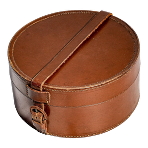 Heritage Style Antique Victorian Round Leather Collar Box Home Decor Prop Storage