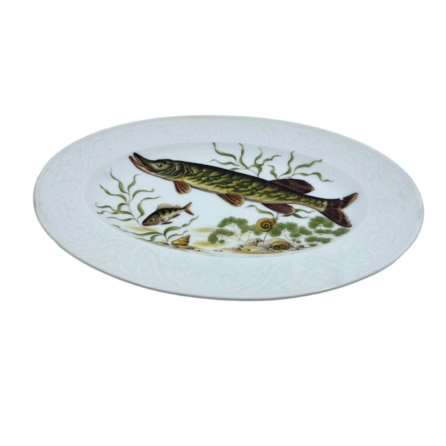 French Antique Pike Fish Limoges Made in France Platter For Sale - Image 3 of 12