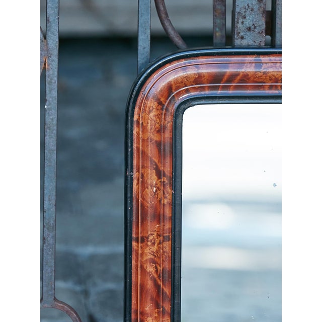 Wood French 1900s Louis-Philippe Inspired Mirror with Tortoise Style Painted Frame For Sale - Image 7 of 10