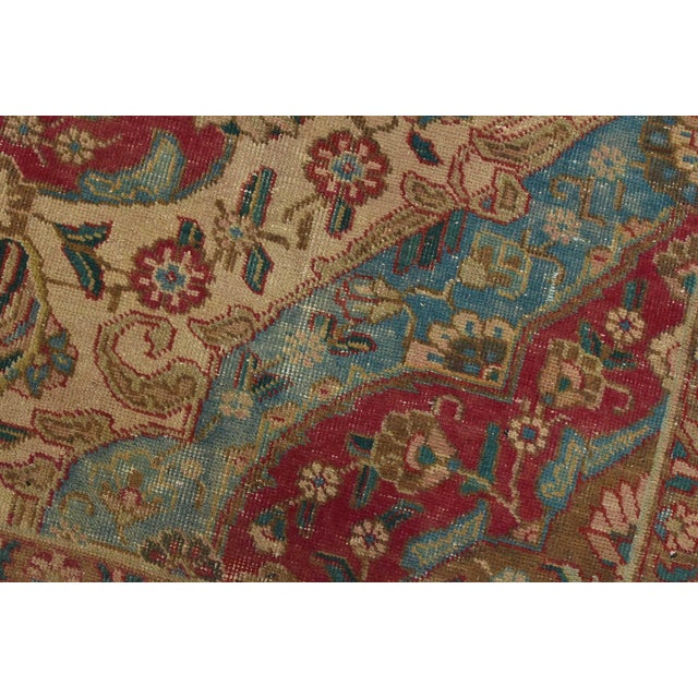 Tabriz Rug 9’5” X 11’9” Pink Wool Vintage Distressed Hand-Knotted Carpet For Sale - Image 4 of 15