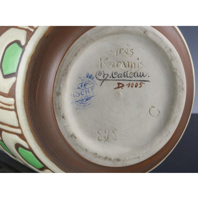 Art Deco Charles Catteau for Boch Frères Keramis Art Deco Stoneware Vase, Décor d.1005 Circa 1925 For Sale - Image 3 of 10