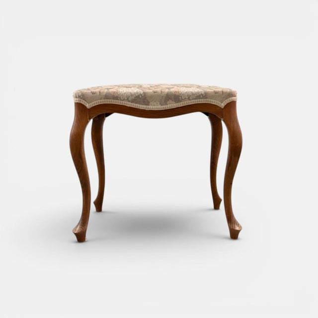 Wood Mid-20th Century Stool with Cabriole Legs, Europe For Sale - Image 7 of 7
