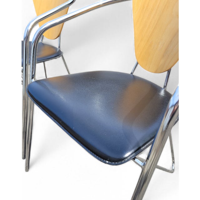 Italian Postmodern Chrome, Bentwood and Black Leather Dining Chairs from Effezeta, 1980s, Set of 4 For Sale - Image 10 of 18