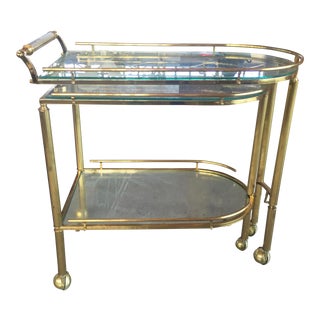 Vintage Brass Bar Cart For Sale