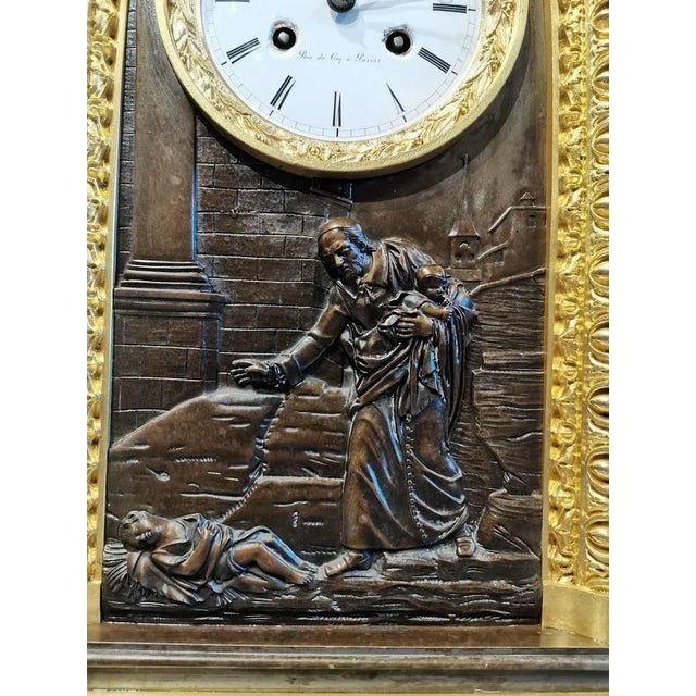 Table Clock in Patinated and Gilded Bronze, 18th Century For Sale - Image 6 of 13