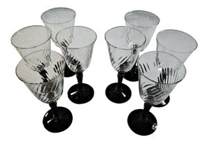 Onyx & Clear Crystal Glasses - Set of 8