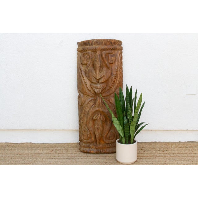 Mid 20th Century Carved Wooden Māori Poupou Guardian Post For Sale - Image 5 of 5