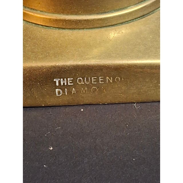 Metal Antique Matching Pair Victorian "The Queen of Diamonds" Brass Candlesticks 11" Push Up Ejector c.1897 For Sale - Image 7 of 18