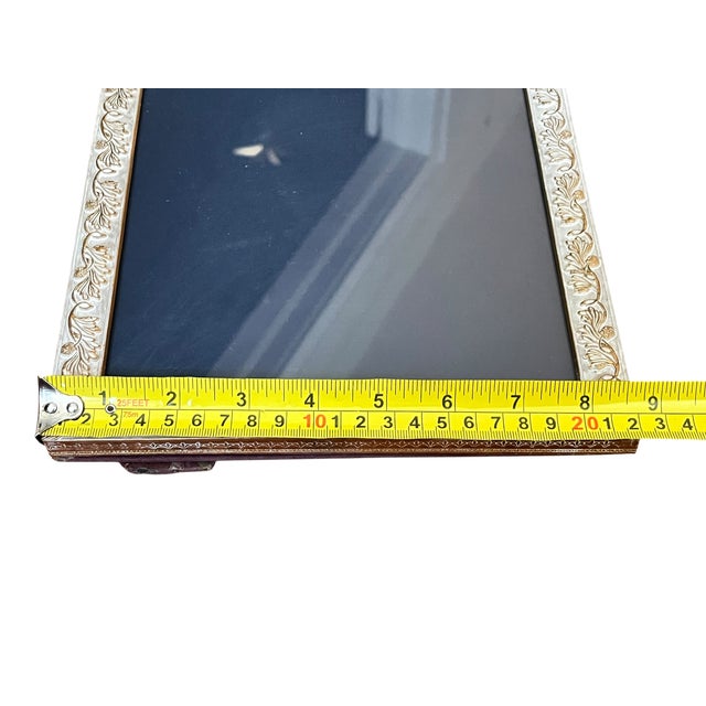 Vintage Large Ivory & Gold Brass Picture Frame With Embossed Acanthus Leaf Motif – 8" X 10" For Sale - Image 10 of 11