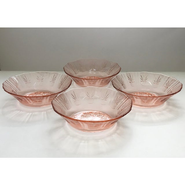 1940s 1940s Pink Floral Glass Dishes- Set of 14 For Sale - Image 5 of 12