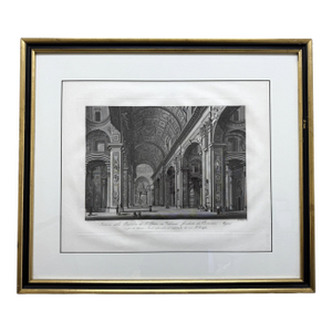 Antique Engraving of St. Peter’s Basilica by Giovanni Balzar After Piranesi
