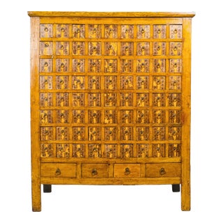 Oversized Qing Apothecary Cabinet with 76 Drawers and Chinese Calligraphy For Sale