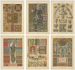 Gothic Artwork from Ornamentenschatz, 1887, Paper, Set of 6