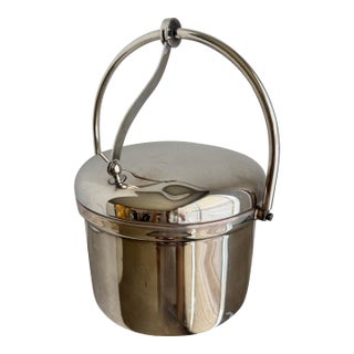 Vintage Silver-Plate Ice Bucket With Sculptural Swing Handle For Sale