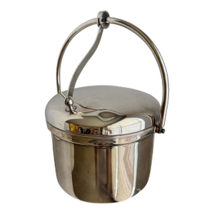 Vintage Silver-Plate Ice Bucket With Sculptural Swing Handle