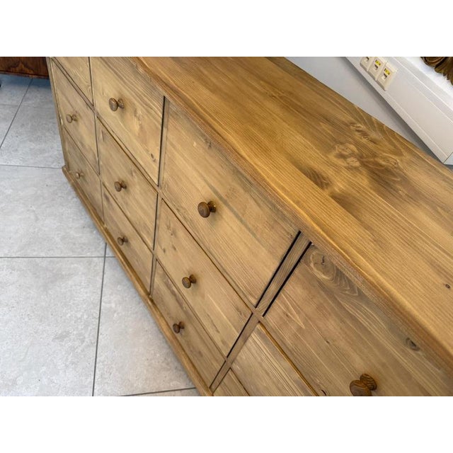 Rustic Chest of 12 Drawers in Softwood For Sale - Image 11 of 12