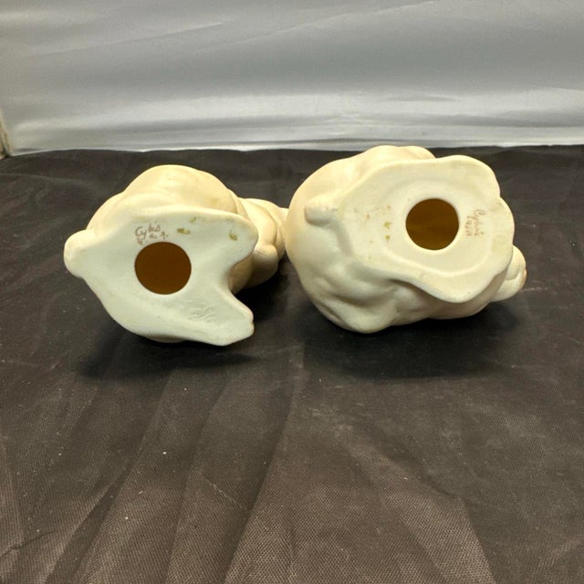 Realism Cybis Bunny Figurines Mr Snowball & Bon Bon Bisque Porcelain Rabbit Set 1981 VTG For Sale - Image 3 of 12