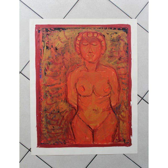 Leszek Rózga, Etruscan Venus, Nude, 1994, Gouache and Acrylic on Paper For Sale - Image 6 of 8