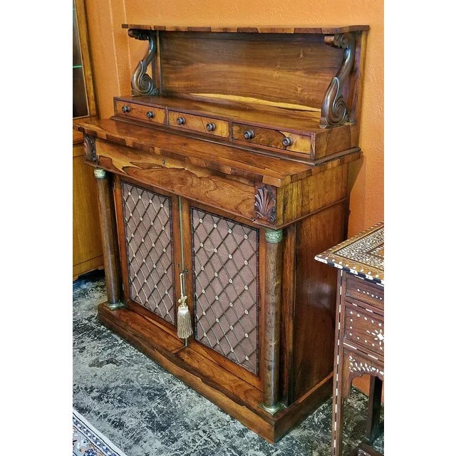 Brown 18c British Regency Bureau Secretaire Chiffonier in the Manner of Gillows For Sale - Image 8 of 12