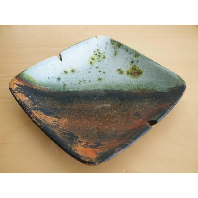 Mid-Century Modern Vintage Marcello Fantoni Ceramic Lava Glaze Ashtray For Sale - Image 3 of 6