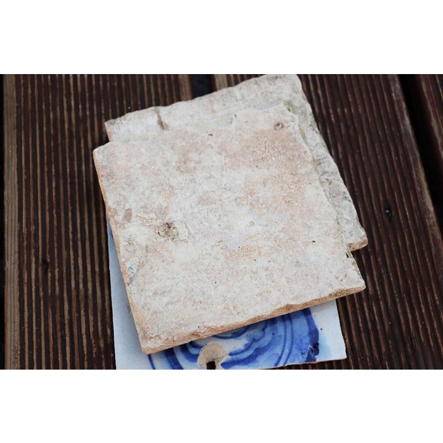 Blue 18th Century Baroque Set of Three Tiles Depicting a Flower Vase For Sale - Image 8 of 8