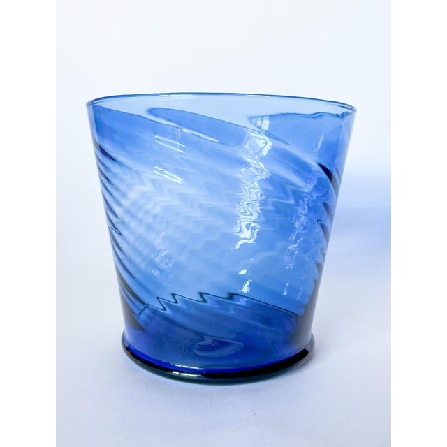Vintage Mexican Large Cobalt Optic Blown Glass Champagne Cooler Ice Bucket For Sale - Image 4 of 7