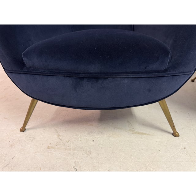 Mid-Century Italian Lounge Chairs in Navy Romo Cotton Velvet, 1960s, Set of 2 For Sale - Image 14 of 18