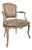 Louis XV Style Cream Lacquered Cabriolet Armchair and Damask Fabric For Sale