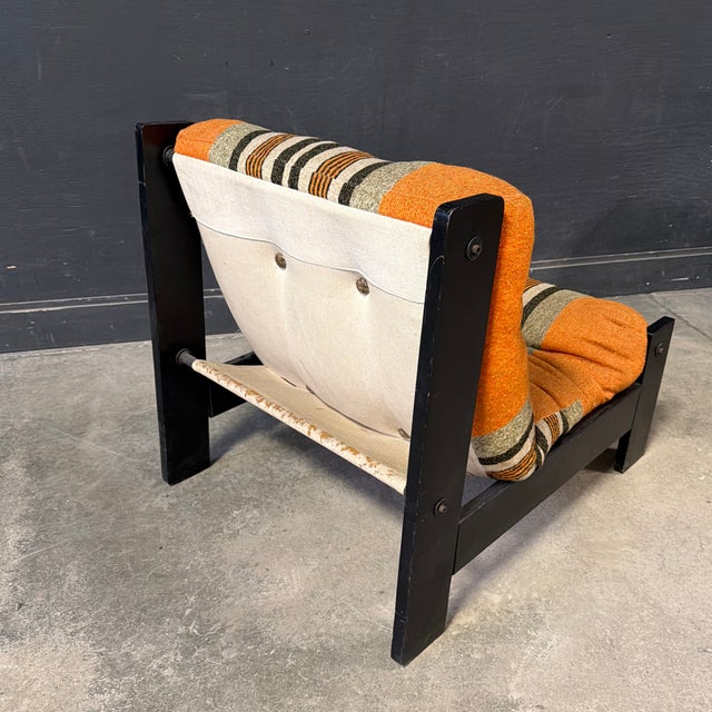 Pumpkin Late 20th Century Orange Striped Danish Postmodern Lounge Chairs For Sale - Image 8 of 12