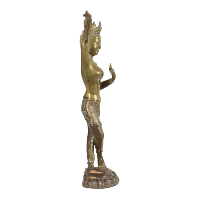 Large Brass Sculpture of Mayadevi, 1950s For Sale - Image 3 of 15