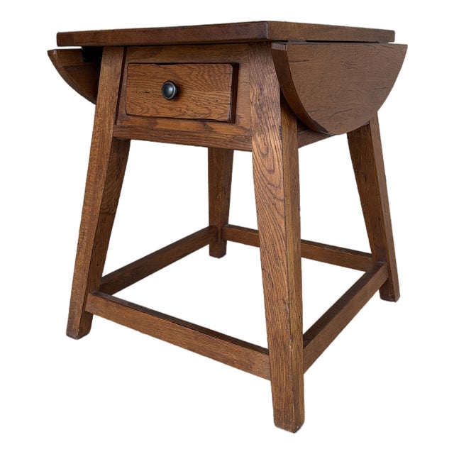 Broyhill Attic Heirlooms Oak Single Drawer Shaker Style Drop Leaf Side Table For Sale