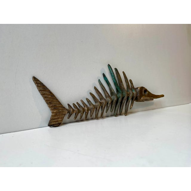 Brutalist Primeval Sword-Fish Skeleton in Bronze by Peder Evald Madsen, 1980s For Sale - Image 12 of 16